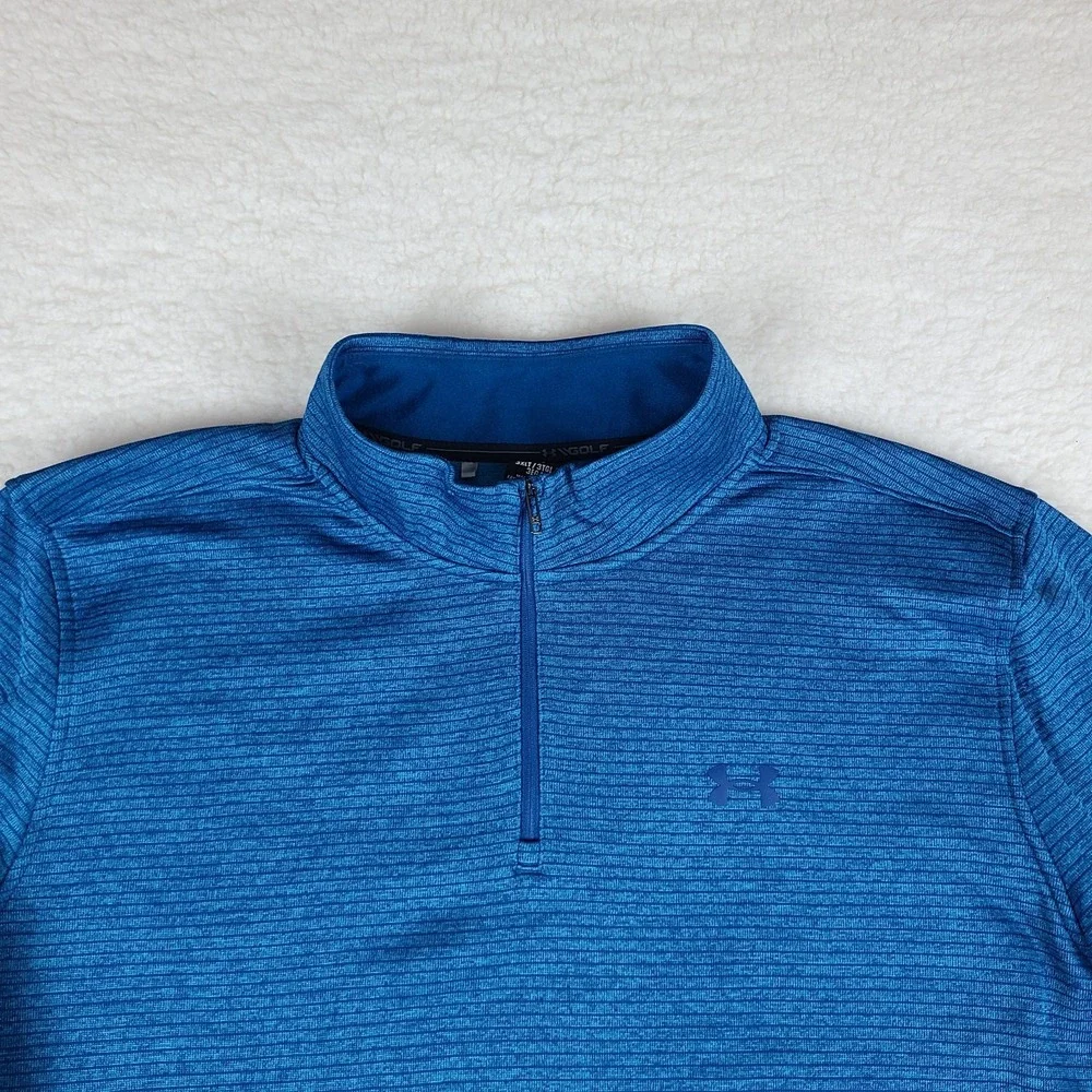 Under Armour Storm Sweater Mens 3XLT 3XL Tall Blue Striped Performance Tech Golf